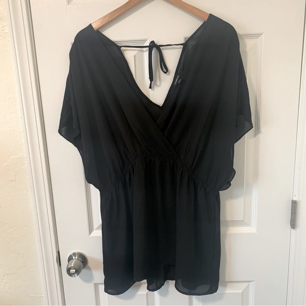 Torrid (Size 3) Black Sheer Top with Cinched Waist